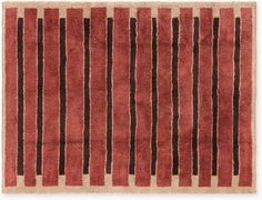 a red rug with brown stripes on it