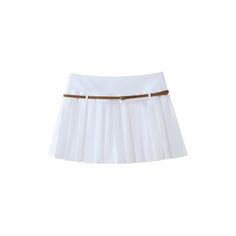 Our chic Livia Pleated Belt Skirt is a must-have addition to any wardrobe. The white pleated skirt is versatile and can be dressed up or down, while the separate brown belt adds a touch of sophistication. Elegant Pleated Skirt With Belt, Chic Pleated Mini Skirt With Belt, Elegant Spring Pleated Skirt With Belt, Elegant Mini Skort With Belt, Elegant Belted Mini Skort, Elegant Summer Mini Skirt With Accordion Pleats, Elegant Belted Mini Pleated Skirt, Elegant Summer Tennis Skirt With Accordion Pleats, Chic Pleated Tennis Skirt