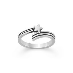 Inspired by a shooting star, the Stargazer Wrap Ring in sterling silver features a smooth star with traced lines trailing behind ita reoccurring James Avery design motif. The wrap style makes a dramatic look on your finger and also stacks well with other Wrap Ring, James Avery, Celestial Jewelry, Dramatic Look, Shooting Star, Shooting Stars, Wrap Rings, Look On, Wrap Style