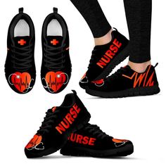 Nurse Shoes Heart Stethoscope Women s Sneakers   Black Lightweight construction with breathable mesh fabric provides a comfortable and flawless fit. Painting Shoes, Heart Stethoscope, Nurse Shoes, Red Makeup, Nursing Shoes, Print Sneakers, Dc Sneaker, Dinosaur Print, Custom Shoes