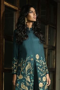 Buy Blue Habutai Silk Mandarin Collar Embroidered Kurta And Pant Set For Women by Samatvam by Anjali Bhaskar Online at Aza Fashions. Pencil Pant, Kurta With Pants, Pencil Pants, Pant Set, Embroidered Silk, Mandarin Collar, Set For Women, Aza Fashion, Jacket Style