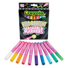 crayola build and bright washable markers in assorted colors, set of 10