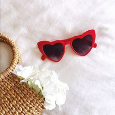 Cute Red Heart Shaped Sunglasses With Black Uv Protection Lenses Brand New! Red Heart Shaped Sunglasses, Red Heart Sunglasses, Blenders Sunglasses, Dior So Real Sunglasses, Balenciaga Sunglasses, Classic Aviator Sunglasses, Leather Glasses Case, Black Aviator Sunglasses, Sunglasses Logo