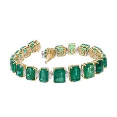 Rare find Zambian deep emerald bracelet 18k gold jewelry / Statement emerald bracelets / Stackable emerald bracelets jewelry for women STONE DETAILS : ❋ Stone : Emerald ❋ Stone Size : Mix Size ❋ Stone Shape : Emerald Cut ❋ Stone Weight : 36.950 Cts. Approx. ❋ Stone Type : Natural ❋ Diamond Weight : 1.690 Cts. Approx. ❋ Diamond Shape : Marquise ❋ Diamond Color & Quality : FG-Slightly Included ❋ Diamond Type : Natural METAL DETAILS : ❋ Metal Purity : Solid 18K Gold  ❋ Metal Color : Yellow Gold ❋ Bracelet Length : 6.75 Inches Approx. ❋ Gross Weight : 26.210 Gms. Approx. ❋ Gold Net Weight : 18.482 Gms. Approx. ❋ Making : Handmade ❋ Style Code : BR-0191 ------------------------------------- Note: For more products visit my shop through by below link: ❋ Social Media Links ➡️ Instagram :  @zoraya Luxury Emerald Bracelet Gift, Luxury Green Emerald Bracelet, Luxury Emerald Jewelry For Formal Occasions, Classic Emerald Cut Gemstone Bracelets, Luxury Emerald Necklace With Jewels, Elegant Green Baguette-cut Emerald Necklace, Elegant Green Baguette Cut Emerald Necklace, Luxury Baguette-cut Emerald Necklace For Formal Occasions, Classic Emerald-cut Emerald Bracelet