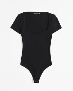 Women's Short-Sleeve Cotton-Blend Seamless Fabric Sweetheart Bodysuit | Women's Tops | Abercrombie.com Trendy Solid Color Short Sleeve Bodysuit, Trendy Fitted Short Sleeve Bodysuit, Fitted Casual Short Sleeve Bodysuit, Spring Short Sleeve Scoop Neck Bodysuit, Fitted Short Sleeve Bodysuit With Scoop Neck For Spring, Trendy Stretch Short Sleeve Bodysuit, Trendy Stretch Short Sleeve Scoop Neck Bodysuit, Trendy Short Sleeve Scoop Neck Bodysuit, Trendy Stretch Short Sleeve Bodysuit With Scoop Neck