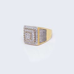 14K Gold Square Design Ring Cubic Zirconia Dazzling Cubic Zirconia Square Cut Diamond Ring, Dazzling Diamond White Ring With Square Cut, Dazzling Square Cut Diamond Ring With Accents, Dazzling Square-cut Diamond Ring With Accents, Cubic Zirconia Diamond Ring With Center Stone, Square Cut, Square Cut Cubic Zirconia Diamond Ring With Center Stone, Luxury Square Cut Ring With Diamond Accents, Diamond White Square Cut Ring With Diamond Accents, Cubic Zirconia Square Cut Diamond Ring