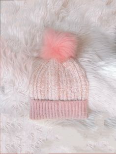 Ski Bunny Beanie | Sassy Shortcake | sassyshortcake.com Cute Pink Winter Beanie, Cozy Pink Yarn Beanie, Pink Cute Soft Knit Beanie, Cozy Pink Winter Hat, Handmade Pink Winter Beanie, Ski Bunnies, Pink Beanies, Pom Pom Hat, Skiing