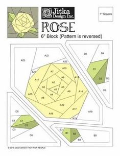 the rose pattern is shown in yellow and green, as well as several other designs