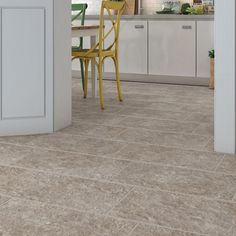 the kitchen floor is clean and ready to be used as a dining room or living area