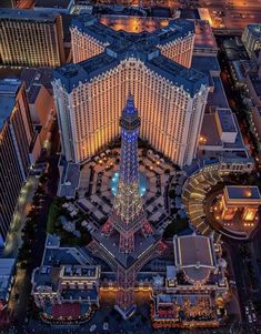 an aerial view of the las vegas strip at night