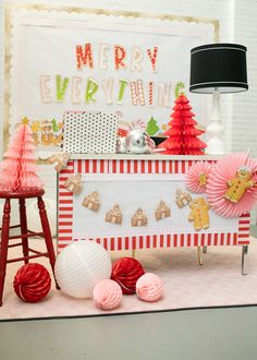 Christmas inspired teacher desk with red and pink. School Christmas Tree, Christmas Classroom Decorations, Gingerbread Cutouts, Classroom Christmas Decor, Christmas Boarders, Gingerbread Coffee, Santa Workshop, December Ideas, Classroom Christmas Decorations