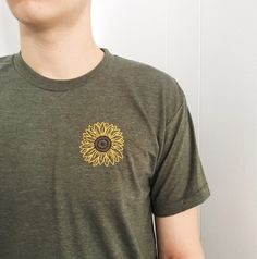 Sunflower Embroidery T-Shirt | Etsy Trendy Cotton T-shirt With Custom Embroidery, Green Crew Neck T-shirt With Custom Embroidery, Casual Crew Neck T-shirt With Custom Embroidery, Relaxed Fit Cotton T-shirt As Gift, Green Embroidered Text Short Sleeve T-shirt, Custom Embroidered Short Sleeve Shirt For Summer, Trendy Embroidered Cotton T-shirt, Custom Embroidered Summer T-shirt, Casual Tops With Embroidered Text As Gift