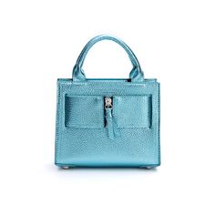 Kuei Bag | Metallic Blue – Brandon Blackwood New York Elegant Light Blue Bag For Daily Use, Luxury Blue Bucket Bag With Top Carry Handle, Elegant Light Blue Top Handle Bag, Light Blue Rectangular Bag, Light Blue Rectangular Leather Bag, Light Blue Double Handle Bag With Top Carry Handle, Light Blue Leather Rectangular Bag, Luxury Blue Pouch Satchel, Luxury Blue Bucket Bag With Double Handle