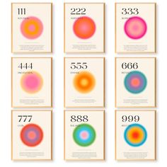 six different types of numbers are shown in this set, each with the same color scheme