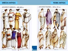 two pictures of different types of roman clothing