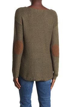 A lightweight V-neck sweater features faux suede elbow patches for a rustic style. 27" length (size S) V-neck Long dolman sleeves Faux suede elbow patches 95% acrylic, 5% cotton Machine wash cold Lay flat to dry Imported Model stats: 5'10", Bust: 32", Waist: 25", Hip: 36". Model is wearing size S. Patch Sweater, Elbow Patch Sweater, Elbow Patch, Elbow Patches, Tunic Sweater, V Neck Sweater, Dolman Sleeve, Rustic Style, Vneck Sweater