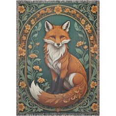 a tapestry with an image of a fox on it