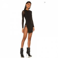 Bring Out Your Sexy Side With This Mesh Long Sleeve Dress From Superdown. With A Side Silt On This Sultry Dress You’ll Be Grabbing All The Attention. Contrast Dress, White Strapless Dress, Wrap Front Dress, Corset Mini Dress, Backless Mini Dress, Mesh Sleeves, Flutter Sleeve Dress, Strapless Mini Dress, Red Mini Dress