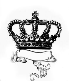 a black and white drawing of a crown