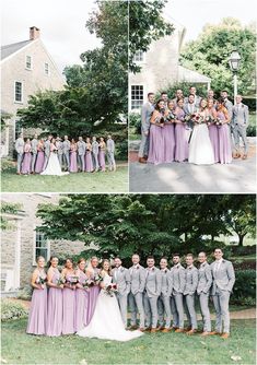 a group of people standing next to each other in front of a house