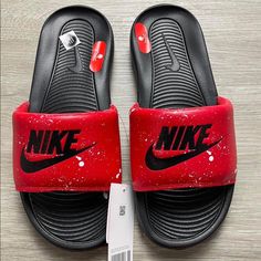 Brand New With Tags Nike Slide Sandals, Nike Flip Flops, Spring Shoes Women, White Slides Sandals, Louis Vuitton Boots, Nike Benassi, Black Jordans, Men Sandals, Black Slippers