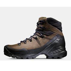 the men's hiking boot is shown in brown and black