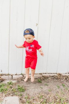 4th of July boy outfit Red Cotton Jumpsuit For Playtime, Playful Short Sleeve Bubble Romper For The Beach, Playful Short Sleeve Bubble Romper For Beach, Playful Short Sleeve Beach Bubble Romper, Red Bubble Romper For Summer Playwear, Summer Red Bubble Romper For Playwear, Playful Red Jumpsuits And Rompers For Summer, Playful Red Summer Jumpsuit, Red Bubble Romper For Summer Beach