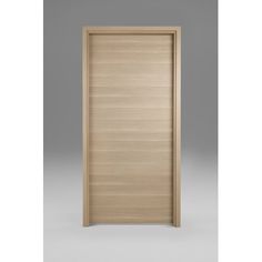 an open wooden door on a gray background