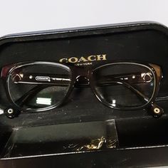 Brand New, Never Worn, Size 53-15-140, Black With Gold Open Hearts On Temples, Small Scuff On Right Top Corner From Case, Not Noticeable, Take Anywhere To Have Lenses Put In Them, Purchased From Costco Coach Glasses Frames, American Eagle Cardigan, Coach Eyeglasses, Eye Glasses Case, Coach Glasses, Tortoise Shell Glasses, Coach Sunglasses, Coach New York, Coach Accessories