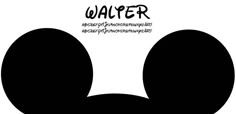 an image of mickey mouse's head with the word walter on it in black and white