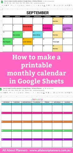 the printable calendar for google sheets with text overlay