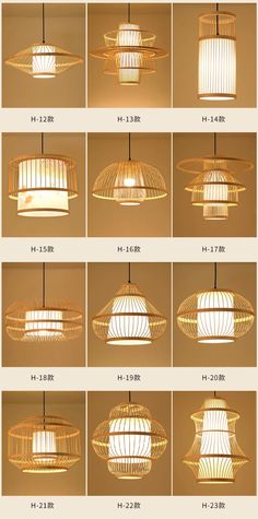 several different types of lights hanging from the ceiling in various shapes and sizes, with instructions for