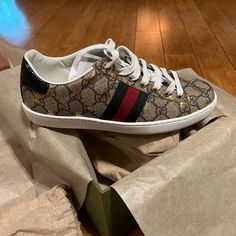 My Loss Is Your Gain! Gucci Ave Sneaker. Purchased For Christmas And Missed The Return Window. They Are Too Big, In My Opinion, For A Size 6.5z Selling For Cost Pre-Tax, $720. Gucci Ace Sneakers, Fashion Shoes Heels, Shoes Gucci, Hello Friend, Gucci Shoes, Womens Shoes Sneakers, Fashion Shoes, Shoes Sneakers, Shoes Heels