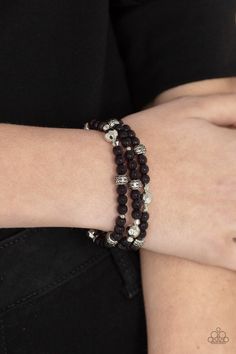 A dainty collection of faceted silver beads, floral embossed accents, and polished black beads are threaded along stretchy bands around the wrist for a colorfully seasonal look.

Sold as one set of three bracelets. Rose Gold Beads, Silver Frames, Black Bracelets, Paparazzi Accessories, Blue Gems, Paparazzi Jewelry, Colorful Bracelets, Simple Jewelry, Silver Accents