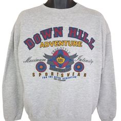 Bugle Boy Down Hill Adventure Sweatshirt Vintage 90s Ski Resort Mens Size Large Condition: pre-owned Measurements: Collar to hem: 26 inches Shoulder seam to shoulder seam: 23.5 inches Shoulder seam to cuff: 21.75 inches Underarm to underarm: 24.5 inches International Buyers - Please Note: Import duties, taxes, and charges are not included in the item price or shipping cost. These charges are the buyer's responsibility. Please check with your country's customs office to determine what these additional costs will be prior to buying. Sports Season Outdoor Sweatshirt With Crew Neck, Sports Season Outdoor Crew Neck Sweatshirt, Outdoor Sports Season Crew Neck Sweatshirt, Outdoor Crew Neck Sweatshirt With Logo Print, Outdoor Logo Print Crew Neck Sweatshirt, Retro Crew Neck Tops For Outdoor Activities, Adventure Sweatshirt, Sweatshirt Vintage, Vintage Market