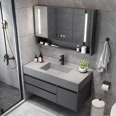 a bathroom with a sink, mirror and toilet