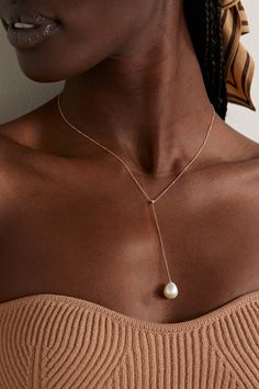 Mizuki Goltz's jewelry is influenced by her Japanese roots and background in sculpture. This necklace is strung with a single diamond above a freshwater pearl. Adjust the 14-karat gold chain to your preferred length. Fine Jewelry Akoya Pearl Necklace With 17 Jewels, Timeless Pear-shaped White Gold Jewelry, Luxury Drop Pearl Necklace, Timeless Akoya Pearl Jewelry, Diamond Drop Jewelry With Pearl Pendant, Elegant 14k Gold Jewelry With Pearl Drop, Refined Single Diamond Pendant Necklace, Fine White Gold Pearl Necklace, Gold Akoya Pearl Necklace With Gemstone