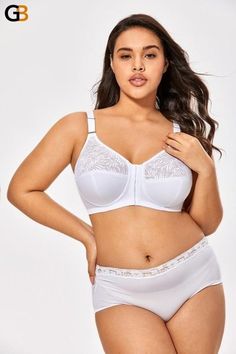 Enrich your shopping list wisely at GeraldBlack.com. Women's White Color Full Figure Wire Free Back Support Posture Bra Front Closure Plus Size #Ialwayslooksexy #imtoosexy #getyoursexyon #headturner #styleiseverything Posture Bra, Free Front, Front Closure Bra, Plus Size White, Nude Bra, Cotton Bras, White Bras, Be Confident, Good Posture