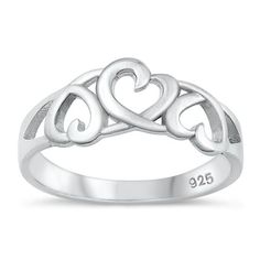 Women's Heart Love Forever Promise Ring .925 Sterling Silver Band Jewelry Female Male Unisex Size 4 All our silver jewelry is crafted from .925 silver also commonly referred to as sterling silver. Sterling silver is the standard for beautiful high-quality silver jewelry and cannot be replicated by lower priced silver plated jewelry. It is 92.5% pure silver, mixed with alloys to add strength and durability to stand the test of time. Keep your fine jewelry shiny and elegant by storing it properly. Silver Sterling Heart Ring For Mother's Day, Adjustable Silver Heart Ring For Mother's Day, Classic Silver Open Heart Rings, Silver Double Heart Ring For Mother's Day, Silver Heart Ring For Anniversary Mother's Day, Silver Heart Ring For Anniversary, Mother's Day, Nickel-free Sterling Silver Rings For Valentine's Day, Classic Silver Sterling Heart Ring, Sterling Silver Heart Ring For Mother's Day Promise