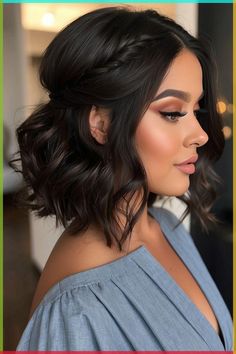 10 Cute Prom Hair Ideas for Short Hair | #naturalhair #longnaturalhair #deepconditioner #naturalhaircare #colorhair Hairstyles For Weddings Bridesmaid Short, Wedding Hair Bridesmaid Short, Hair Ideas For Prom Short, Short Hair Bridesmaid Styles, Easy Bridesmaid Hairstyles For Short Hair, Moh Hairstyle Short Hair, Hairstyles For Short Hair For Graduation, Hairstyle Prom Short Hair, Engagement Photo Hairstyles Short