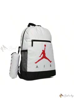 Bird in Bag - Jordan Backpack for Elementary School Students White Portable Bag For Back To School, Portable White Bag For Back To School, School Nylon Bags With Logo, School Nylon Bag With Logo, White Nylon School Backpack, Portable White Backpack For Back To School, White Standard Backpack For Back To School, White Nylon Backpack For School, White Backpack With Zipper For Outdoor Activities