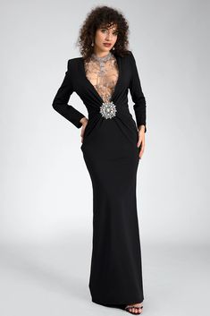 Unleash your elegance with our v-neck long sleeve maxi dress, a graceful ensemble designed to enhance your sophistication and allure. This stunning dress features an elegant v-neck, long sleeves, and a flowing maxi length, meticulously crafted to ensure you exude elegance at any event. Handmade customization Fabric composition: 90% polyester fiber, 10% spandex Washing method: hand wash or dry clean Popular elements: v-neck Elegant Long Sleeve V-neck Wedding Dress, Luxury V-neck Maxi Dress For Gala, Long Sleeve V-neck Evening Dress, Chic Long Sleeve V-neck Evening Dress, Elegant Floor-length Maxi Dress For Gala, Elegant Floor-length Gala Maxi Dress, Elegant V-neck Formal Gown, Elegant Full-length Maxi Dress For Gala, Elegant Floor-length Formal Maxi Dress