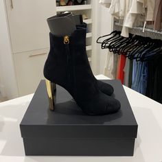 Giuseppe Zanotti Ruggente Boots. 105mm. Worn One Time! In Great Condition! Shoes Come With Box, 1 Dust Bag, And Authenticity Card. Material Is Suede. Glamorous High Heel Boots For Formal Occasions, Glamorous Formal High Heeled Boots, Chic Heeled Boots With Contrasting Heel Counter, Chic Heeled Boots With Contrasting Heel, Evening Heeled Boots With Sculpted Heel, Evening Boots With 4-inch Block Heel, Modern High Heel Evening Boots, Party Boots With Contrasting High Heel, Modern Evening High Heel Boots