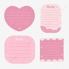 three pink note cards with hearts on them