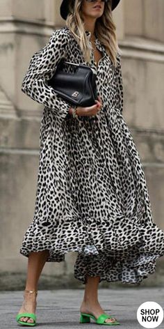 Sukienki Maksi, Animal Print Outfits, Animal Print Dress, Fashion 2020, Looks Style, Printed Maxi, Looks Vintage, Mode Outfits