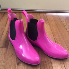 Hot Pink!!!! . Seven Rain Boots In Size 10 Woman’s. Flexible Sides Allow For Easy On/Off. Super Cute!! Pink Waterproof Spring Boots, Pink Casual Weatherproof Rain Boots, Trendy Pink Waterproof Rain Boots, Casual Slip-on Rain Boots With Rubber Sole, Pink Rain Boots For Outdoor, Pink Waterproof Rain Boots, Pink Non-slip Rain Boots With Round Toe, Ankle-high Rain Boots With Rubber Sole For Outdoor, Size 10 Women