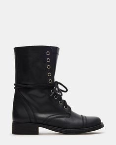 The TROOPA3.0 boot features a combat moto design, adding a stylish edge to your look. These booties are built to last and provide long-lasting comfort. Perfect for those who want to make a statement while still prioritizing practicality. 1 inch heel height 10.5 inch shaft circumference 7.75 inch shaft height Leather upper material Synthetic lining Synthetic sock Synthetic sole Imported Fall Combat Boots With Reinforced Heel And Medium Width, Fall Combat Boots Medium Width High Ankle, High Ankle Combat Boots With Reinforced Heel For Fall, Fall High Ankle Combat Boots With Reinforced Heel, Edgy Combat Boots With Reinforced Heel For Winter, Ankle-high Combat Boots With Lug Sole For Fall, Fall Ankle-high Combat Boots With Lug Sole, Edgy High Ankle Combat Boots For Fall, Black Combat Boots With Reinforced Toe For Fall