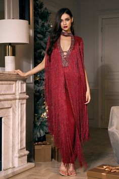 Fancy Christmas Party Outfit, Fringe Jumpsuit, Party Jumpsuit, Long Fringe, Long Fringes, Jumpsuit Party, Break Out, Bandage Dress, Second Skin