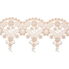 an embroidered lace trim with flowers and leaves on it in beige, white or pink colors