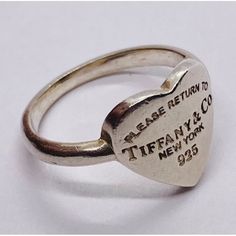 Tiffany & Co. Ring Please Return To Tiffany & Co New York 925 Silver 5.5 Please Return To Tiffany Heart Ring Size 5.5 Sterling Silver 925 Heart Measures About 12mm Top To Bottom Tiffany Heart Ring, Tiffany Co Rings, Tiffany And Co Jewelry, Jewelry Tiffany, Return To Tiffany, Tiffany Co Jewelry, Tiffany Heart, Womens Jewelry Rings, Tiffany & Co.